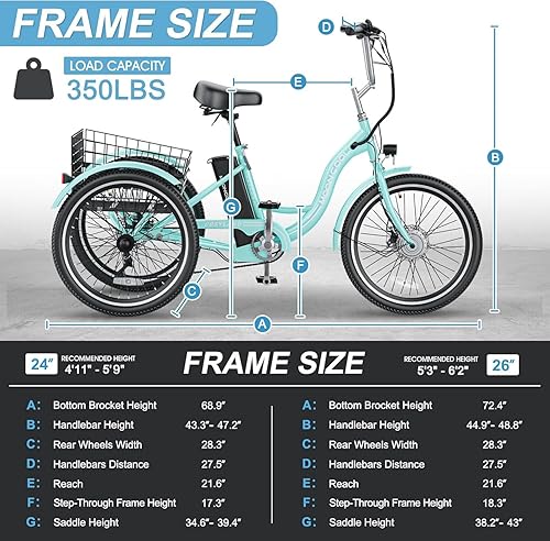 Miniatura 5 de NAIZEA Electric Tricycle Adult Electric Bicycles,Electric Trike,3 Wheel Electric Bike Ebike E Bicycle with Removable Battery, Motorized Trike with