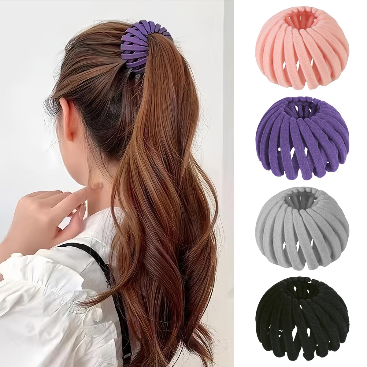 Birds Nest Hair Clips - 2024 New Hair Claw Clamps Bun Makers Expandable Ponytail Holder Comb Hair Bands for Thin Thick Fine Curly Hair,Hair Accessory for Women Ponytail Holders Claw Clips (Color C)