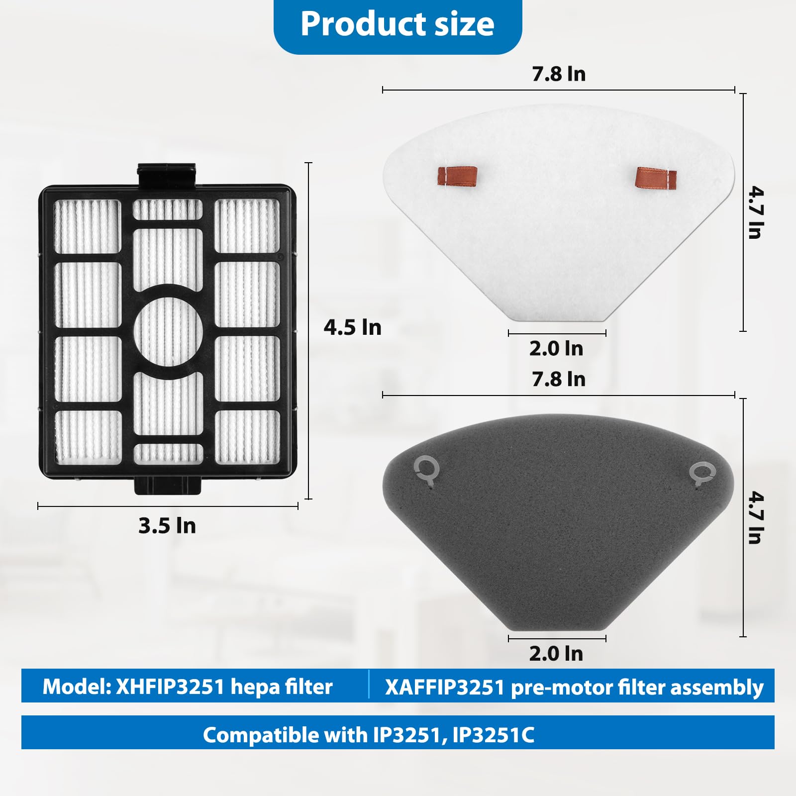 Repuesto para Shark IP3251, IP3251C, IP3253, paquete de 2 filtros HEPA de base de vaciado automático + 4 unidades de montaje de filtro premotor y 2 filtros postmotor de vacío de mano + 4 filtros