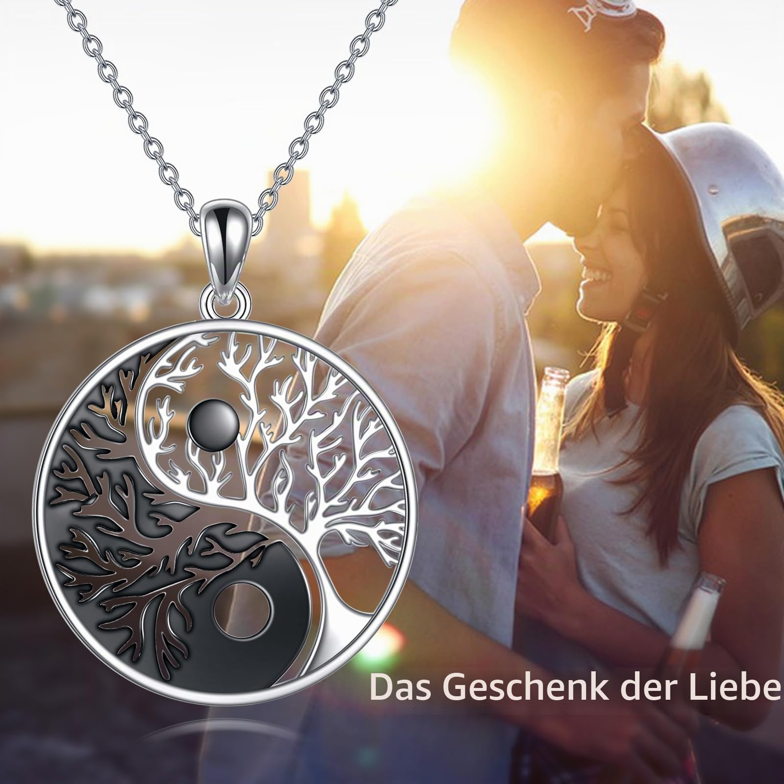 YFN Yin Yang Halskette Sterling Silber Baum des Lebens Anhänger Schmuck Geschenke für Damen Männer