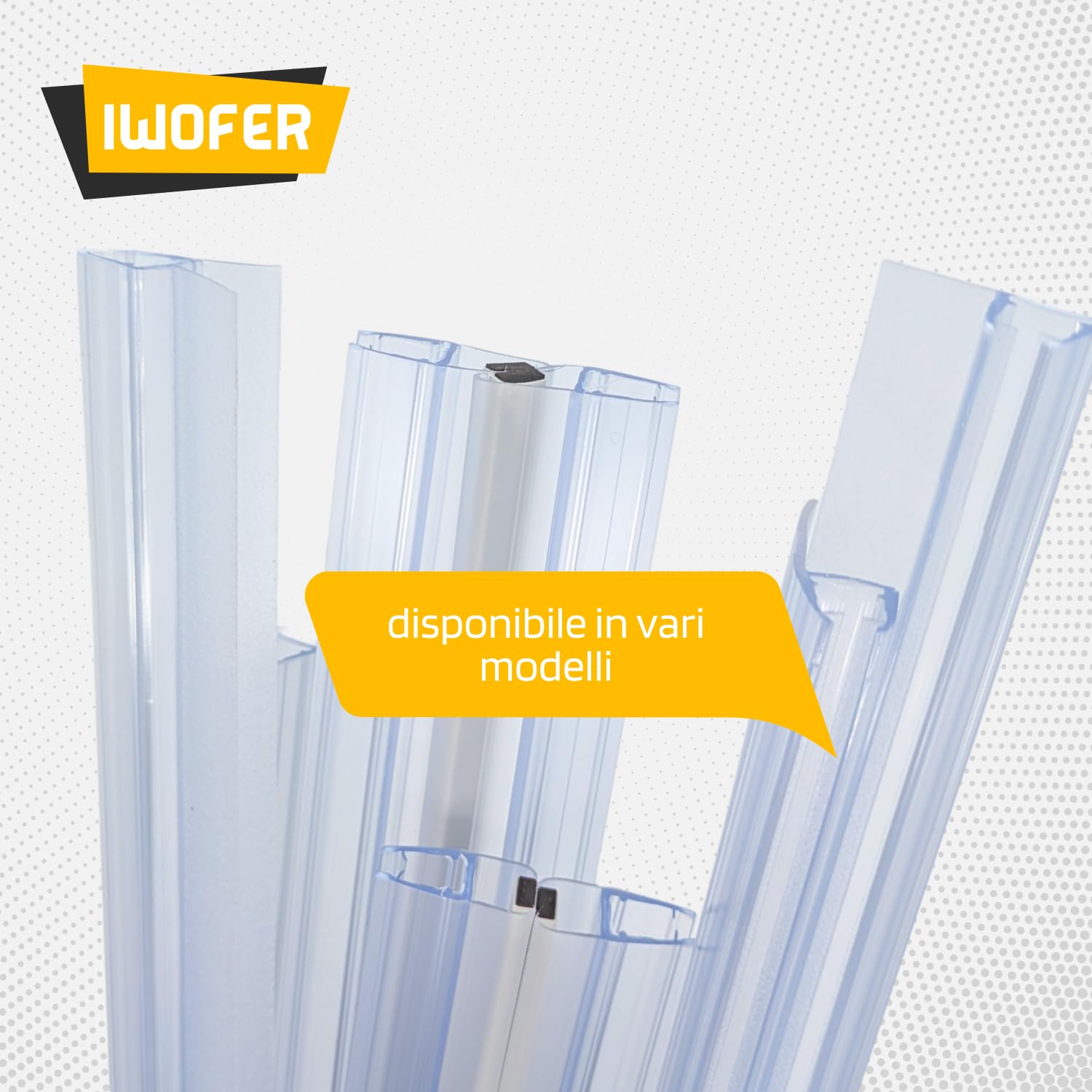 IWOFER Guarnizione Box Doccia Profilo R per Vetro 6-8 mm, Ricambio Universale Trasparente, Senza Colla, Tagliabile, Made in Italy, Antigoccia Tenuta Acqua (100 cm)