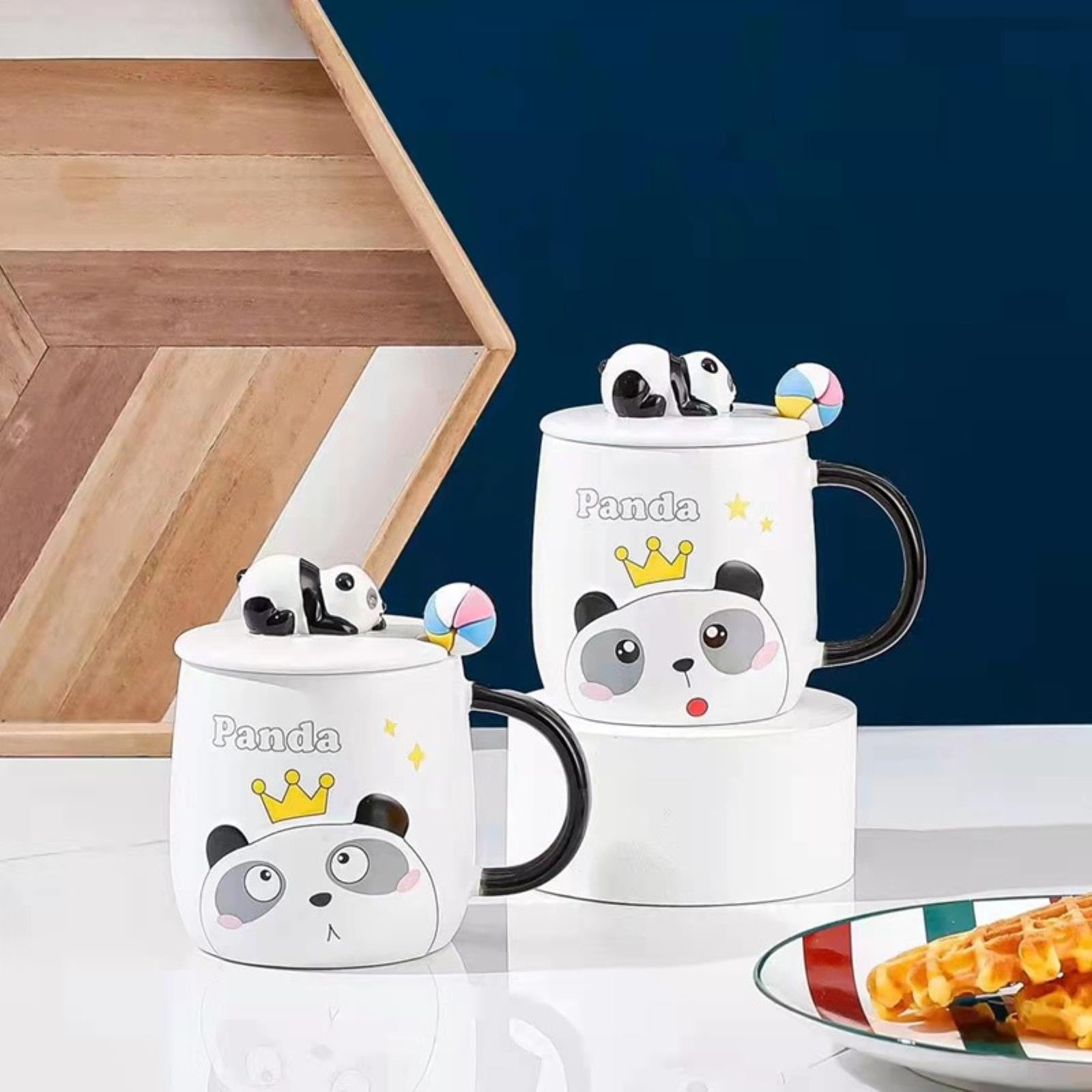 Set di tazze a forma di panda rosso - Graziose tazze da tè e caffè in ceramica da 4 pezzi, regalo