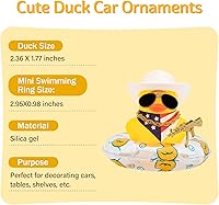 Vista 2 de wonuu Decoración de pato de goma para automóvil, accesorios de decoración de tablero de instrumentos de vaquero occidental con mini anillo