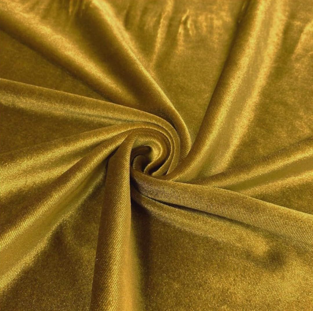 VRB DecTM 1 MTR Multi-Purpose Velvet Fabric Cloth for Decoration, Trousseau Packing, Party Hall, Bouquet, Gift Packing, Decor, Pooja Room (Golden), Solid