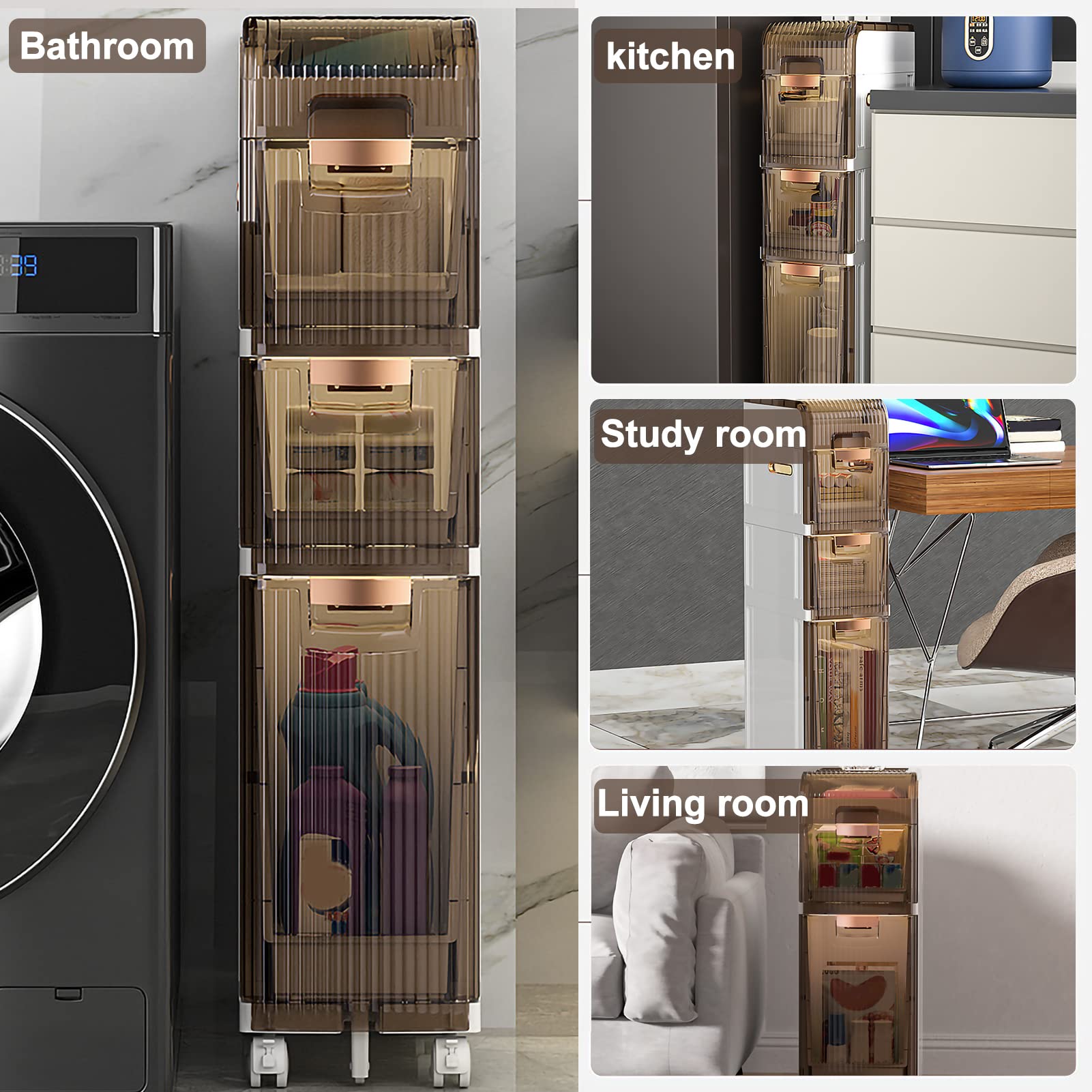 Gabinete de baño pequeño para espacios reducidos, gabinete de piso Estrecho de 3/4/5 cajones, estructura Resistente, contenedor de almacenamiento para El hogar, gabinete