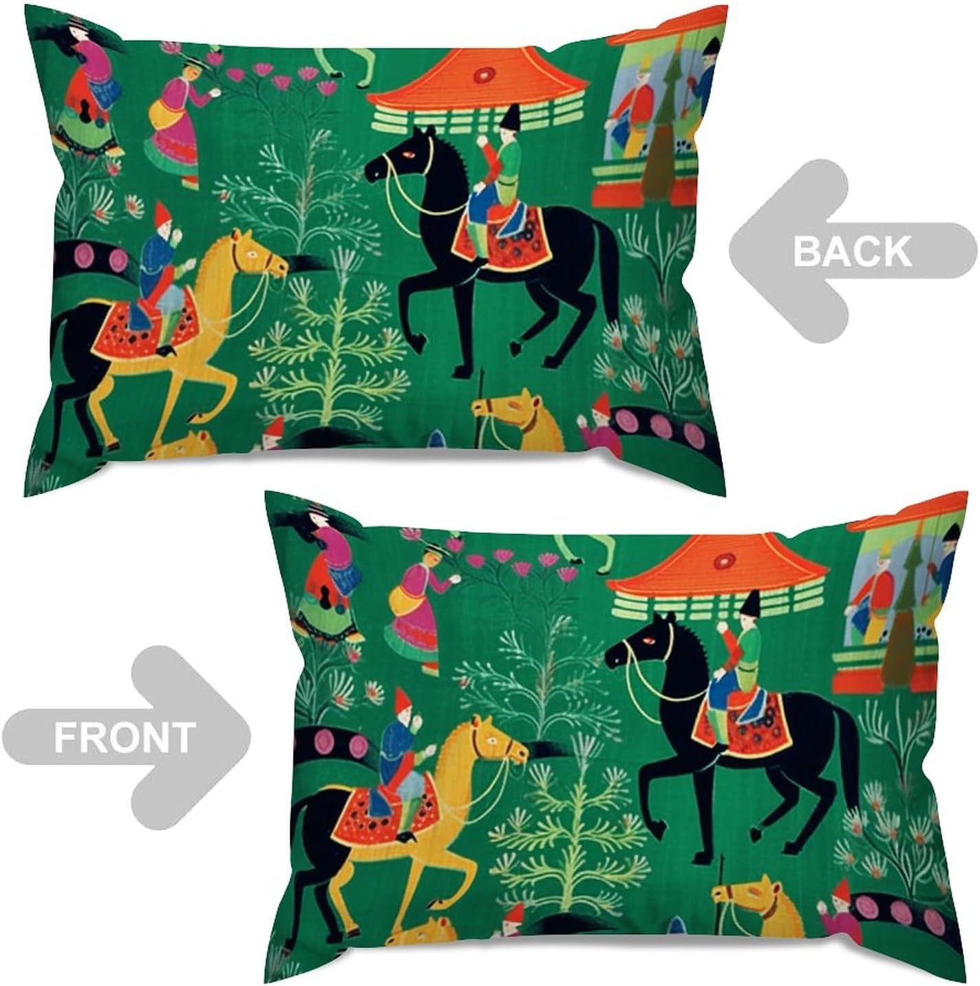 Chinoiserie Bright Emerald Green Throw Pillow Case Set of 2 Chinoiserie Lumbar Support Pillow Case 20x30in Decorative Pillow Home Cotton Linen Rustic Pillow Case for Couch Sofa Bed