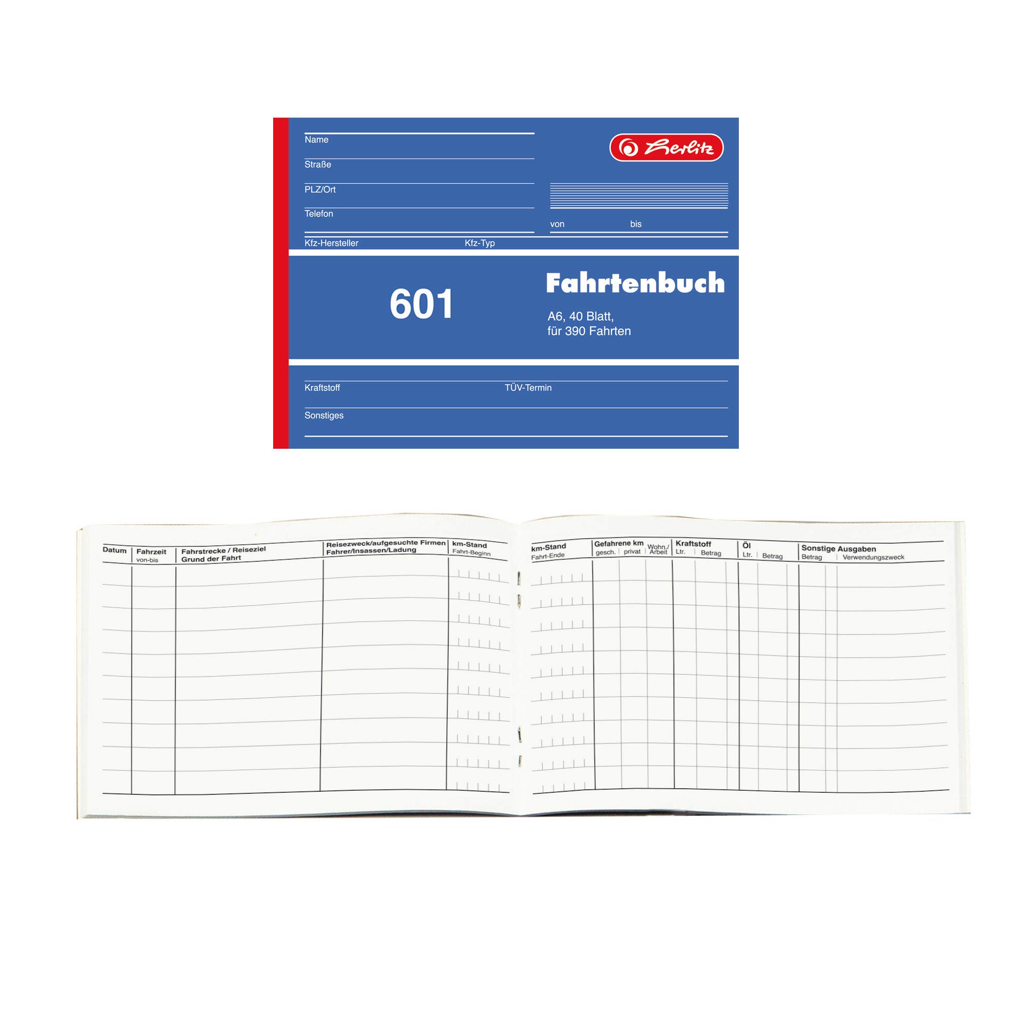 Herlitz Fahrtenbuch A6, 40 Blatt, 40 Stück
