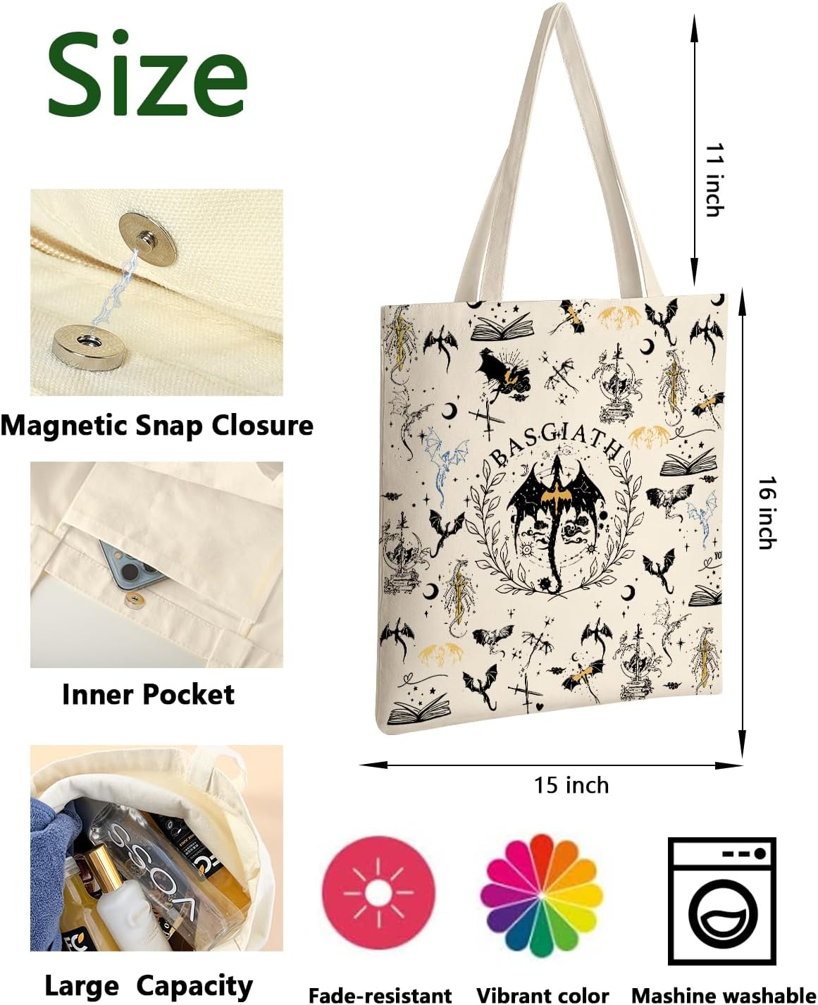 AUSVKAI Canvas Tote Bag Aesthetic for Women, Cute Reusable Cloth Cotton Bags for Shopping Beach Trendy Gifts - Image 3