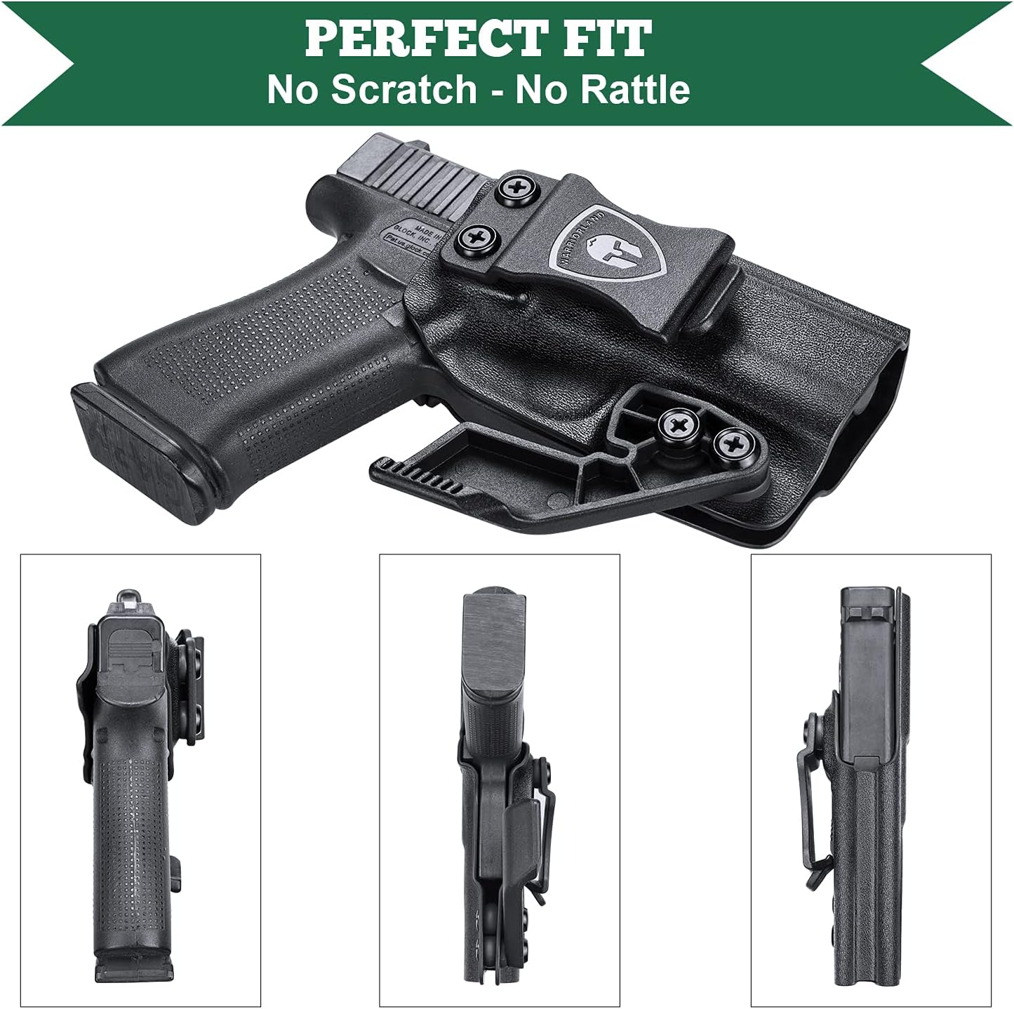 WARRIORLAND IWB Kydex Holster, Select Fit for Glock 43 / 43X or Glock 43X MOS - Inside Waistband Condealed Carry Holster, Adj. Cant & Retention, Right- / Left-Hand & Optic Cut & Claw Options