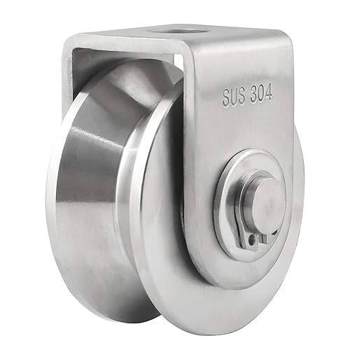 Miniatura 14 de Bloque de polea tipo U 304 Rodillo de polea de acero inoxidable Rodamiento dúplex súper silencioso desmontable rotación de 360 grados Rueda ranurada