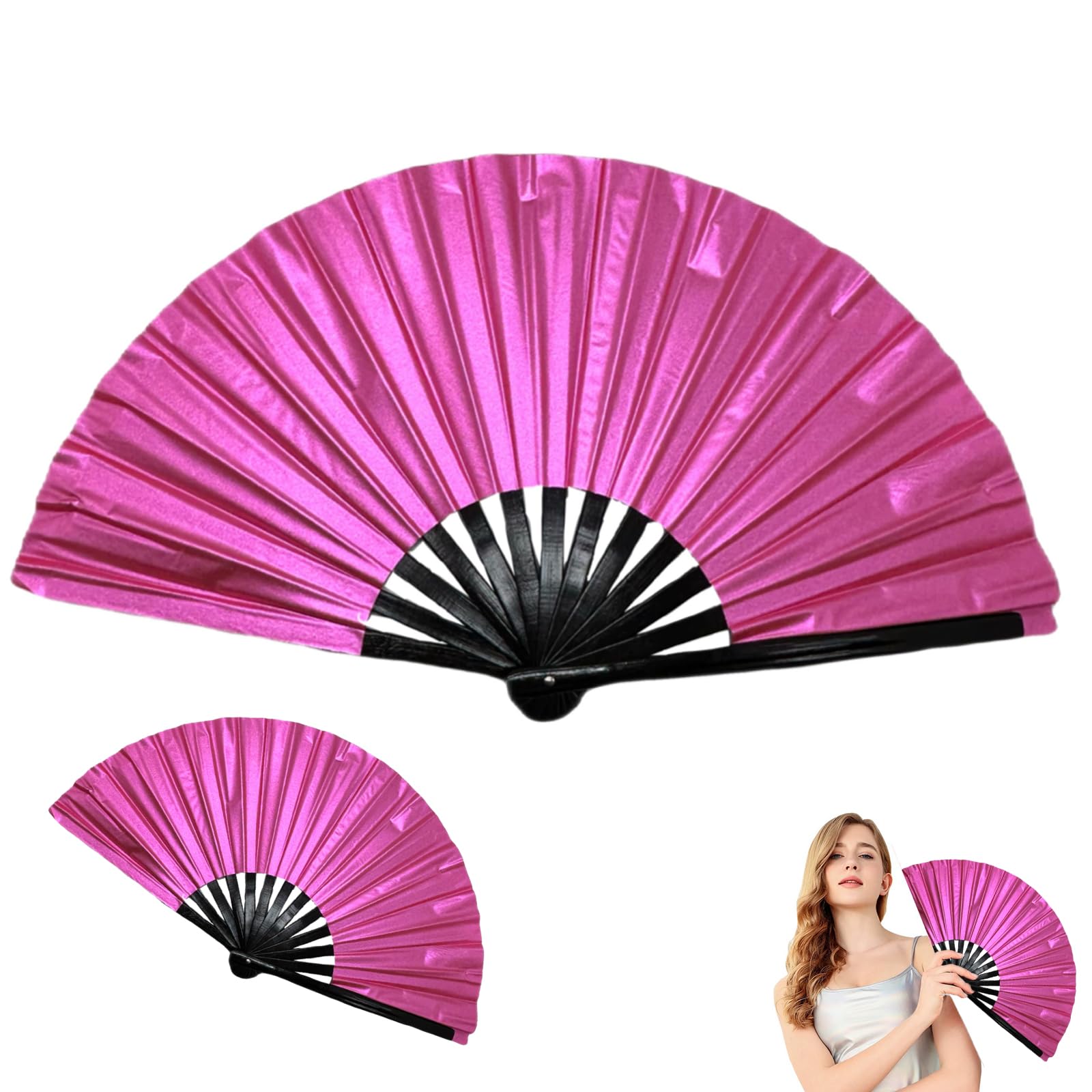 Lramkuy Boots on The Ground Fans for Line Dancing, 2025 New Laser Colors Line Dance Popping Fan, Large Folding Hand Fan for Dancing, Foldable