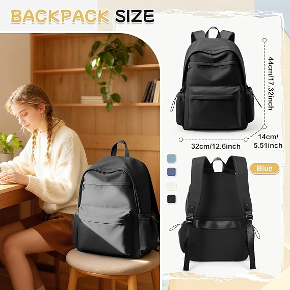 HYC00 School Backpack Womens, Unisex Casual Daypack High Secondary School Bags for Teenage Girls Water Resistant Laptop Backpack Travel College Rucksack Backpacks for Women Men Schoolbag, K1-Black