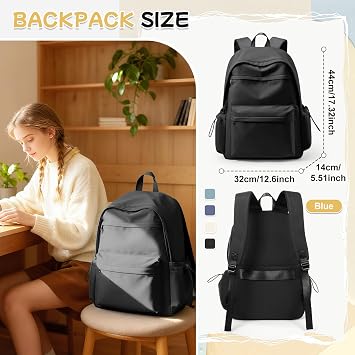HYC00 School Backpack Womens, Unisex Casual Daypack High Secondary School Bags for Teenage Girls Water Resistant Laptop Backpack Travel College Rucksack Backpacks for Women Men Schoolbag, K1-Black
