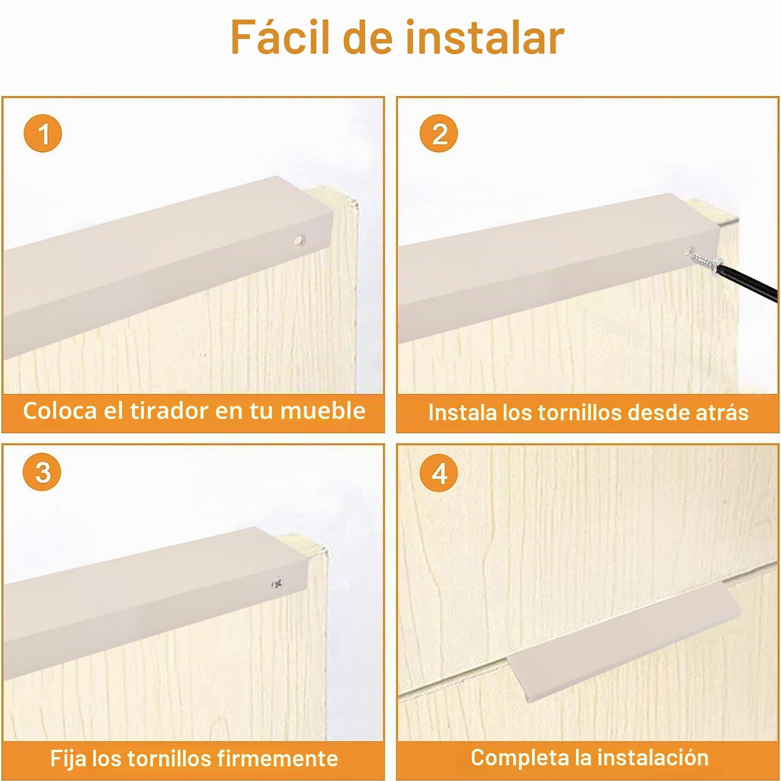 MOROBOR Juego de 8 tiradores de cajón ocultos en aleación de aluminio gris cachemir para puertas de armario de cocina, casa, 150 mm