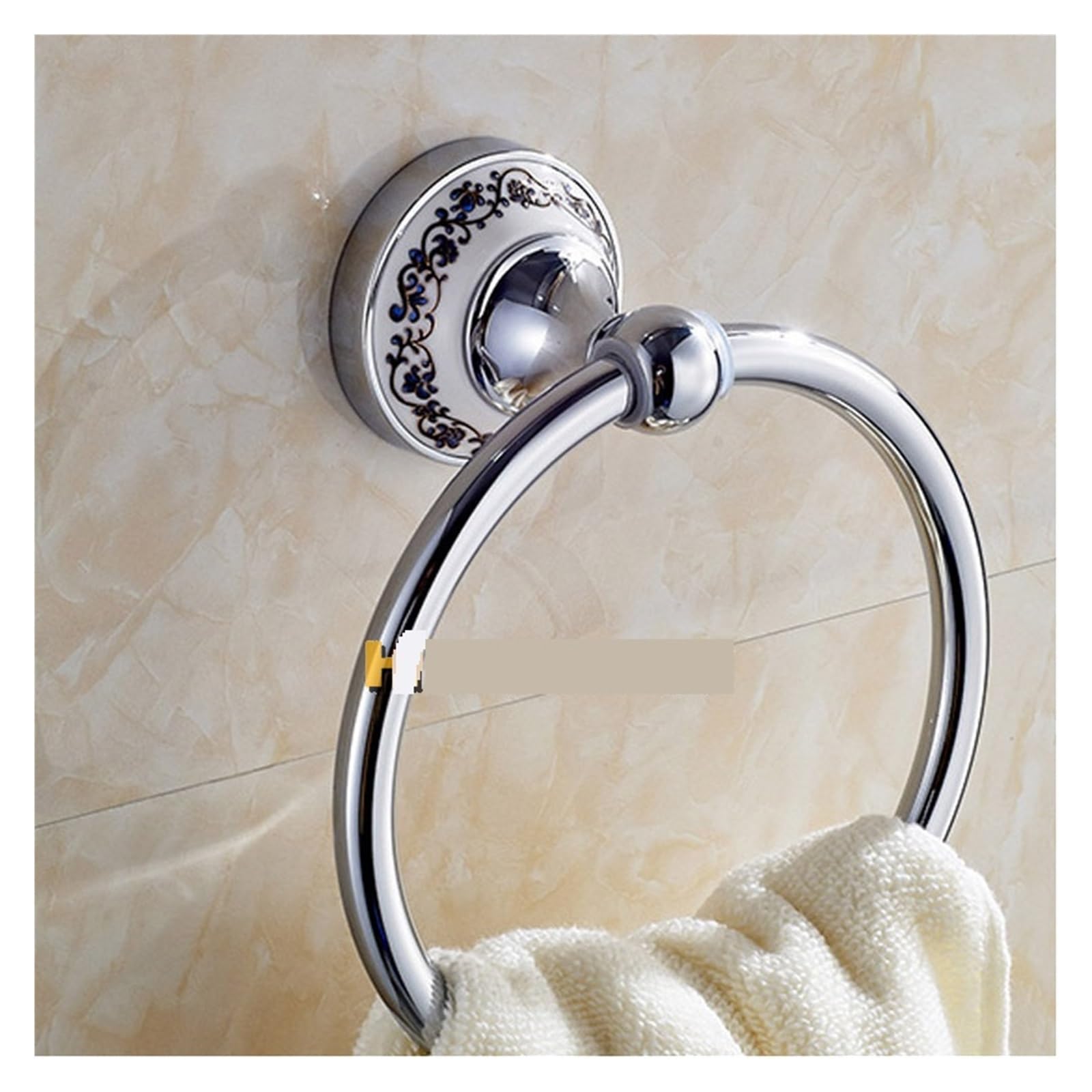 Toallero de pared para toallero, accesorio de baño de acero inoxidable cromado con cerámica, fácil instalación, toallero de estilo vintage