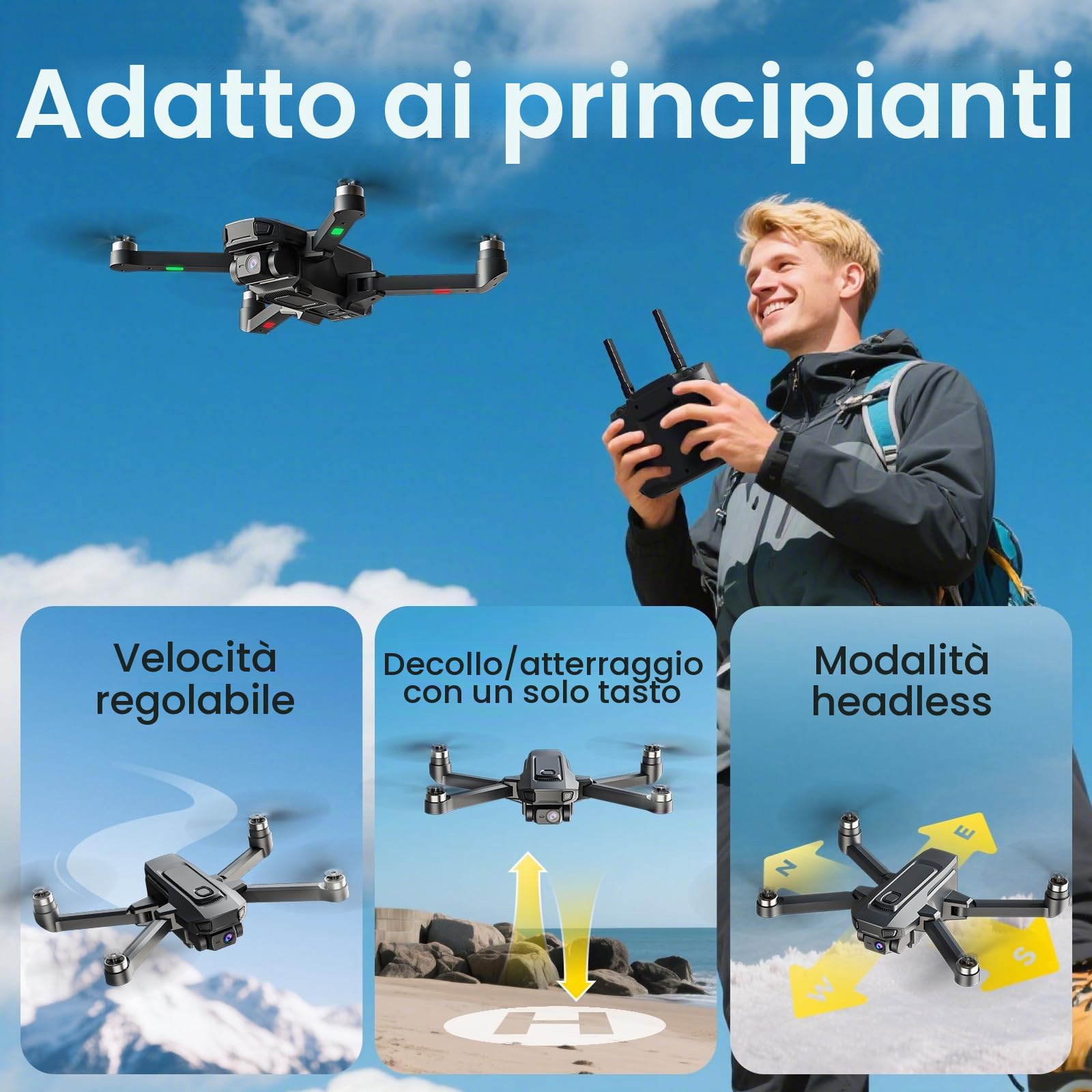 DEERC D35Pro Drone con Fotocamera 4K, Professionale per Adulti, Controller con Schermo HD, Motori Brushless, GPS, Follow Me, Ritorno Automatico, Trasmissione 5G, 40 Min di Volo