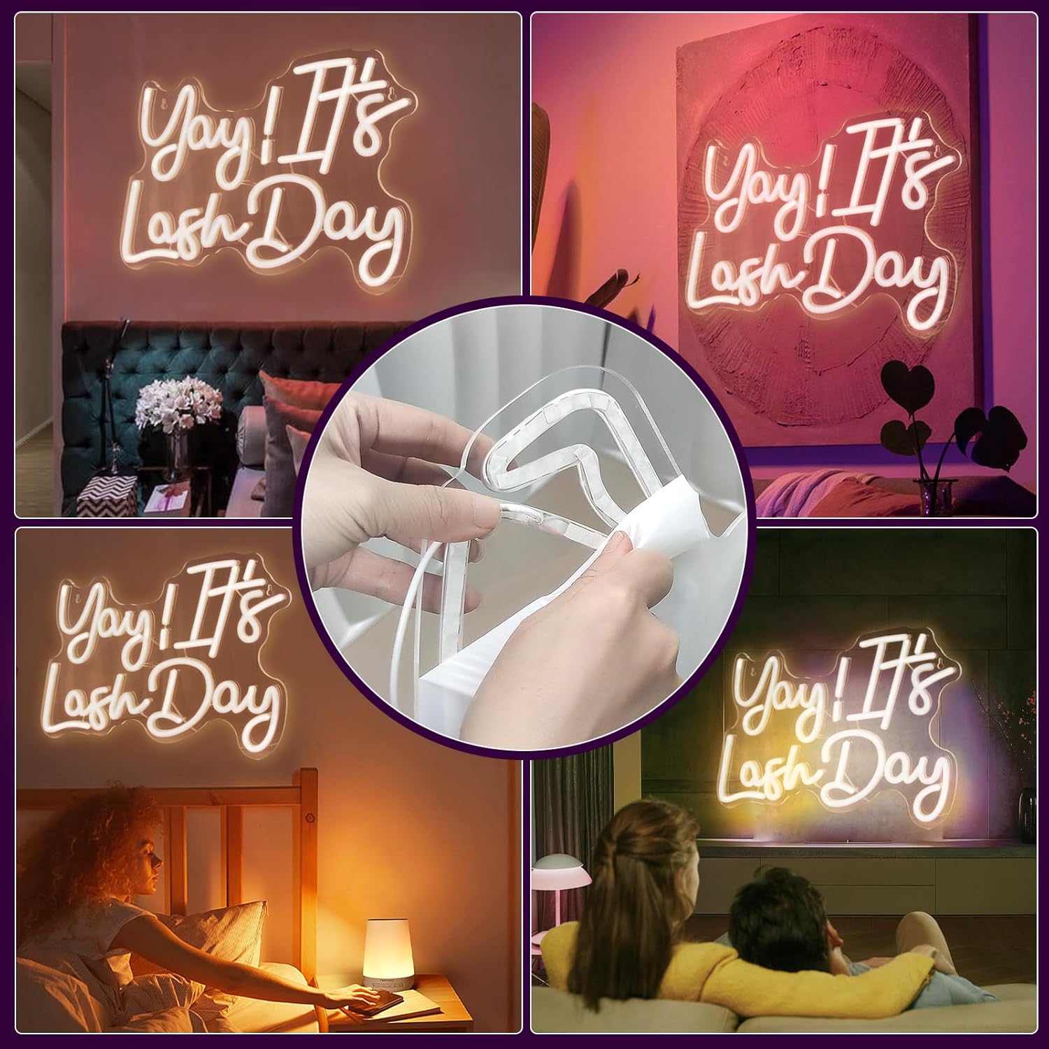 Neon Sign for Wall Decor, Warm White LED Light, Lash Day, Salon Decoration, USB Powered - Image 2