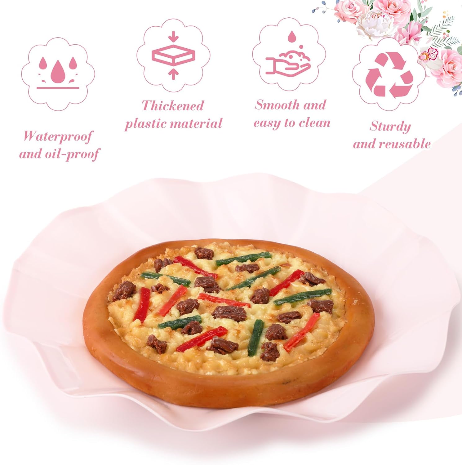 Zhehao 25 Pcs 10 Inch Pink Scalloped Plastic Plates Breakproof Light Weight Dessert Dinner Appetizer Plates for Wedding Baby Shower Bridal Gender Reveal Birthday Pastel Party Supplies - Image 3