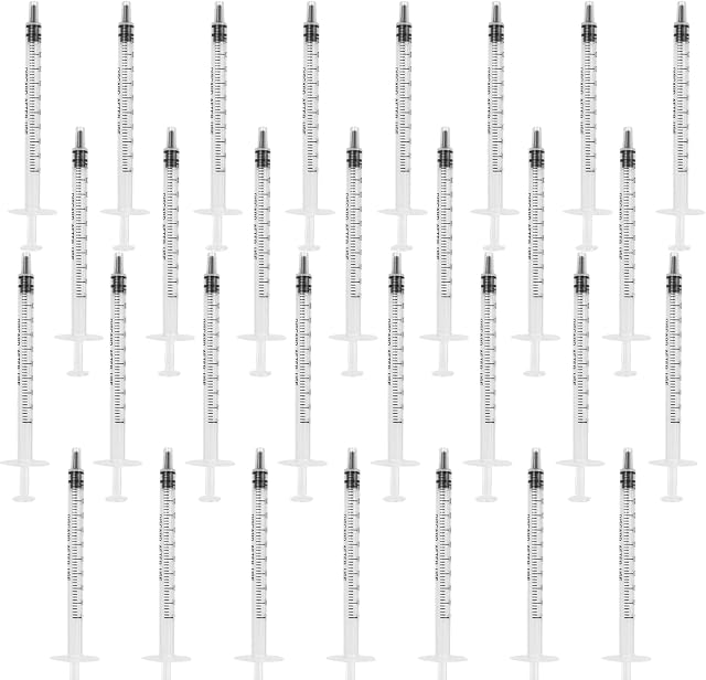30Pcs 1Ml Plastic Syringes Measuring Syringe No Needle Syringe Reusable 1Ml Syringes Sterile Colostrum For Scientific Lab Baby Medicine Dispensing Liquid Measuring Watering Pet Feeding Glue Applicator