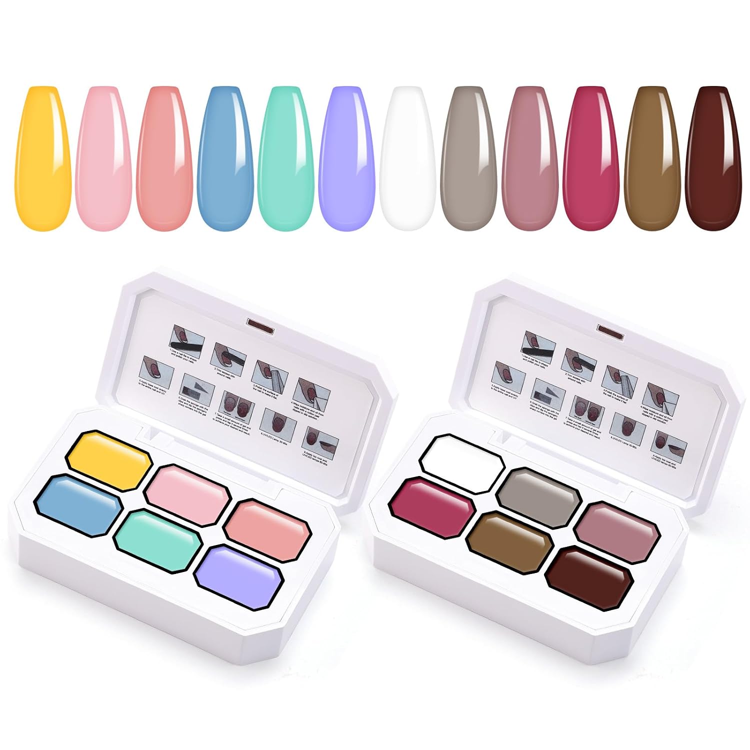 Gradient Painting Gel Kit, 12 Bright Nude& Black White Color Ombre Gel Nail Polish for Pigment Pat French Manicure Long-lasting No-wipe Soak of UV Home Nail Salon Rose of Decay & Toy Shop