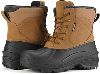 SUEDI Men's Waterproof Insulated Snow Boots - Lightweight Slip-Resistant Duck Winter Boots for Cold Weather Hiking