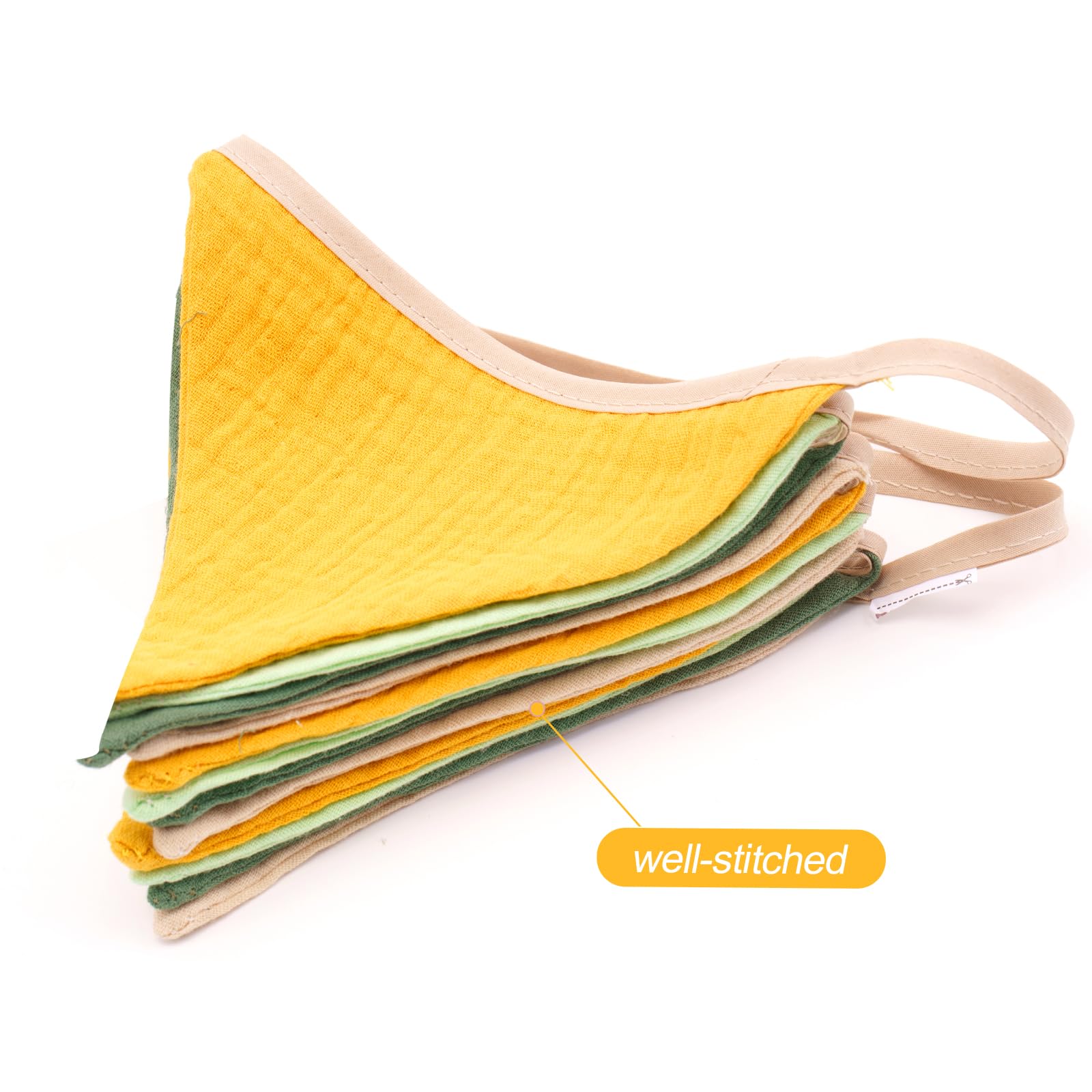 G2PLUS Muslin Fabric Bunting for Nursery: 12PCS Double Side Cloth Triangle Banner - Image 4