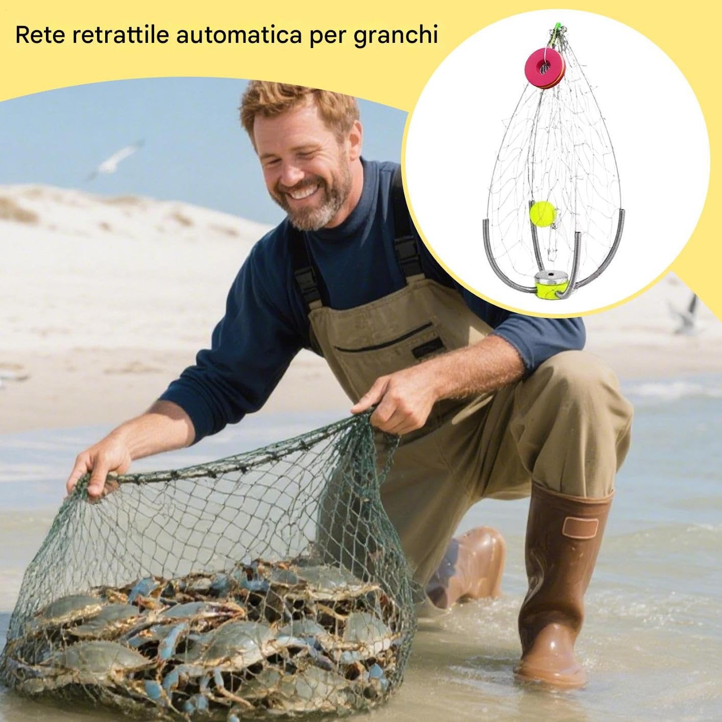 Trappola Granchi | Gabbia da in Acciaio Trappola Ceste per Pesci - Gabbia Pesata Per Gamberi Aragoste Pesciolini Acqua E Salata | Per Kayak Spiaggia Lago Pontile