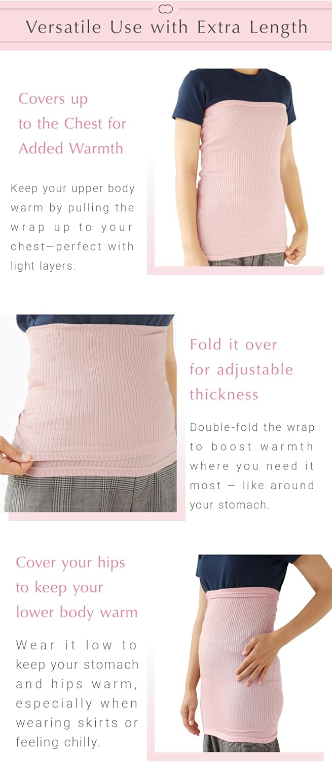 Kinuya Silk Waist Warmer Belly Warmer Haramaki Silk Ribbed and Stretchy