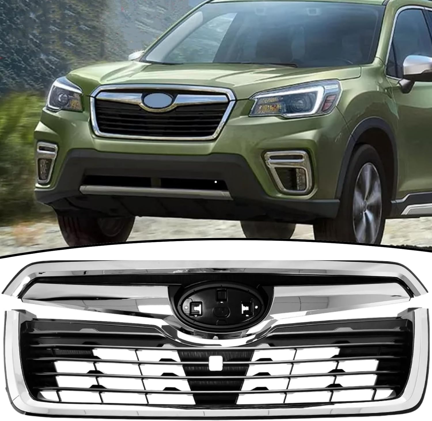 Front Bumper Upper Grill Grille Fit For Subaru Forester Limited/Touring/Premium/Sport 2019 2020 2021, Replacement Grill Mesh Grid Accessories Gloss Crystal Black