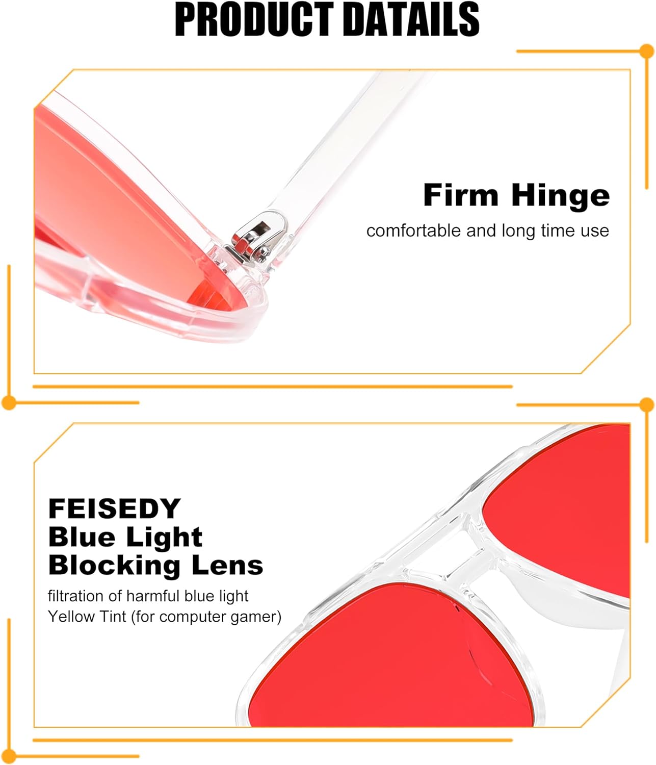 FEISEDY Sleep Blue Light Glasses for Woman Men 99.9% Computer Gaming Red Lens Eyeglasses Reduce Eyestrain G2835 - Image 5