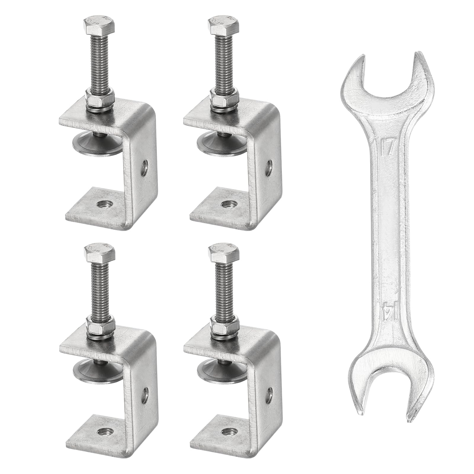 sourcing map 4PCS 304 Stainless Steel C Clamps Mini 1-3/4" (45mm) Wide Jaw Opening Small Galvanized U Clamp for Woodworking Welding Building Household Mounting โ image 1