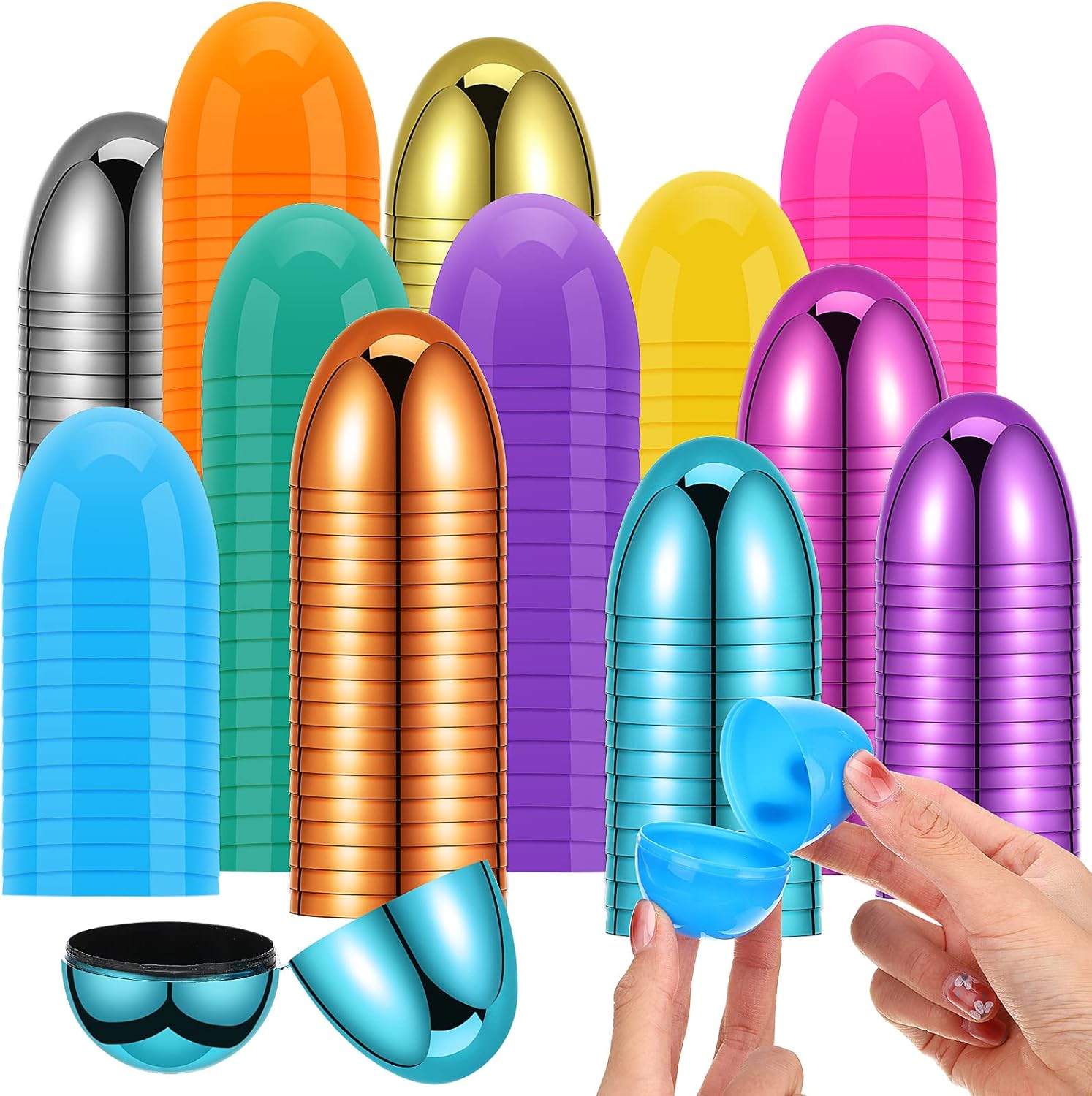 300 Pcs Plastic Easter Eggs Fillable Colorful Bright