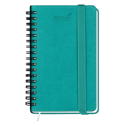 BEZEND 17-Month Academic Diary 2023-2024 A6 Week to View PU Leather Soft Cover [Turquoise] Slim Weekly Planner 2023-2024 Runs Aug ’23 - Dec ’24 | 2024 Pocket Diary with Elastic Closure