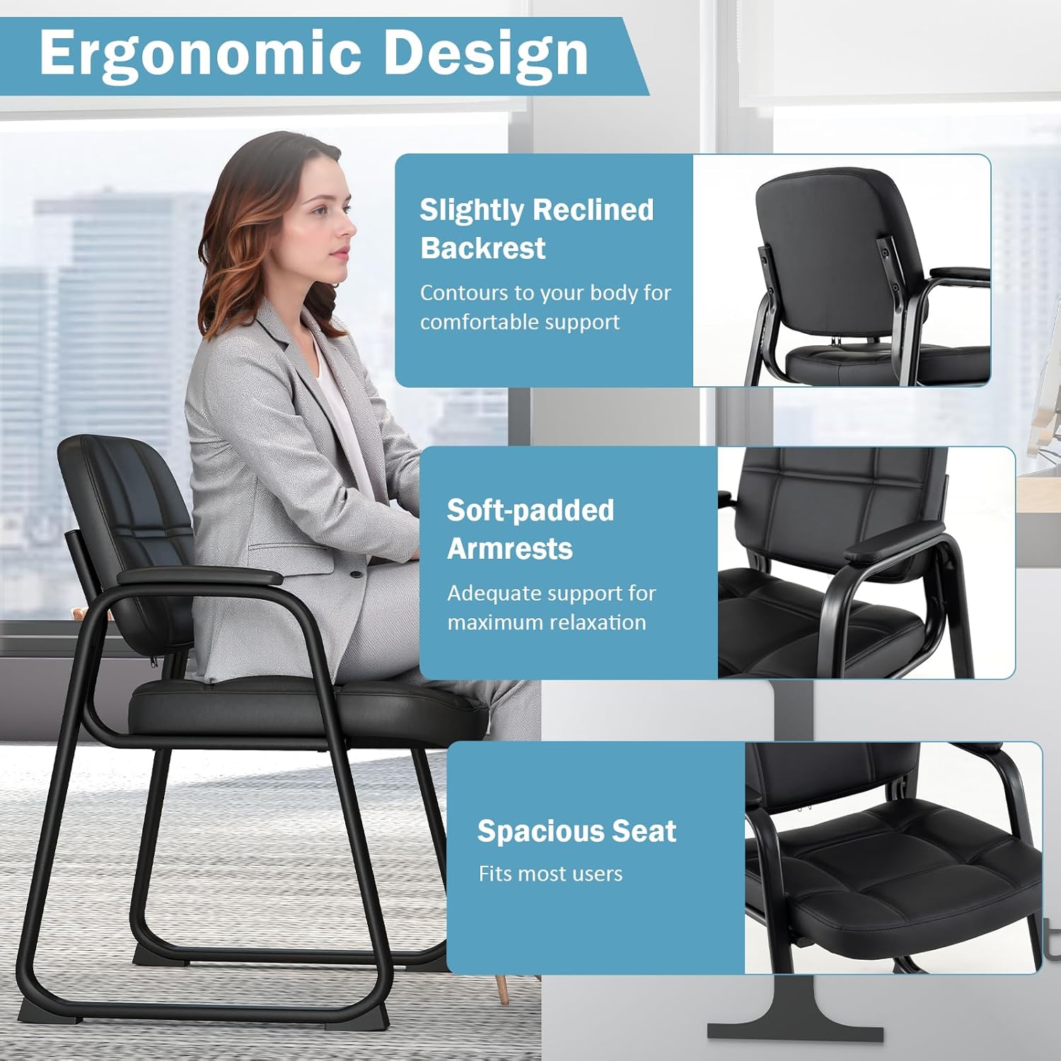 Tangkula Waiting Room Guest Chair Set of 12, Upholstered Conference Chair with Armrest & Ergonomic Backrest, Metal Frame Reception Meeting Room Chair, Home Office Office Lobby Executive Chair
