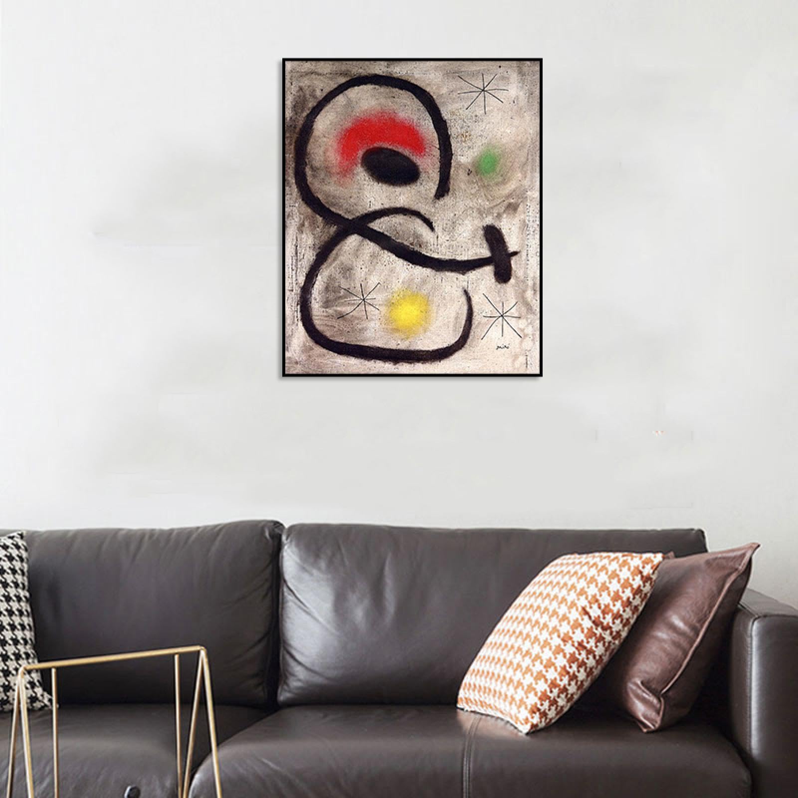 Phyrek123 Joan Miro oprawione wydruki bez tytułu obraz na płótnie Joan Miro plakat słynna sztuka abstrakcyjna reprodukcje nowoczesnej sztuki ściennej do salonu 20 x 25 cm czarna oprawiona