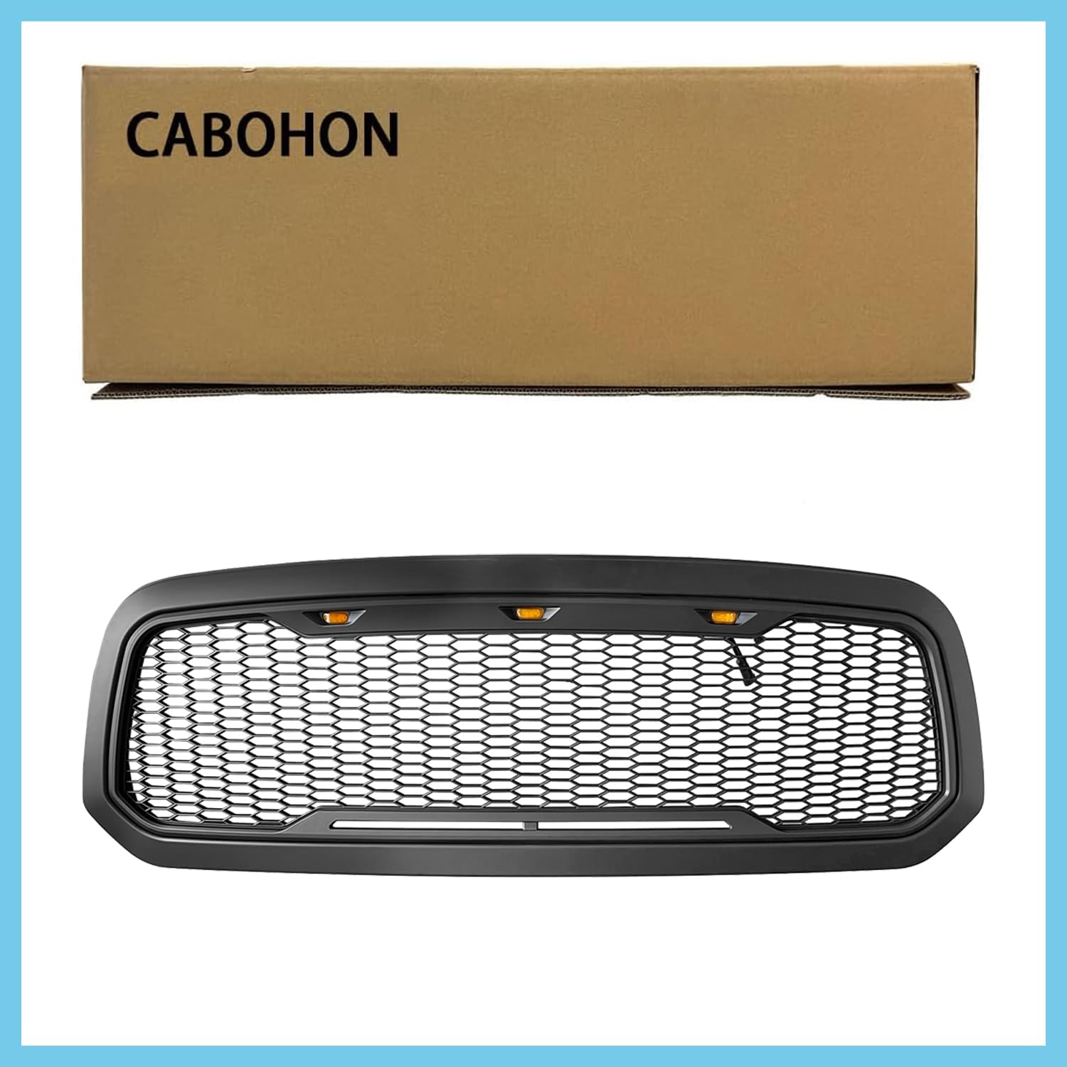 Front Bumper Grille For Dodge Ram 1500 2013-2018 Matte Black ABS Honeycomb Bumper Grill with Amber LED Lights