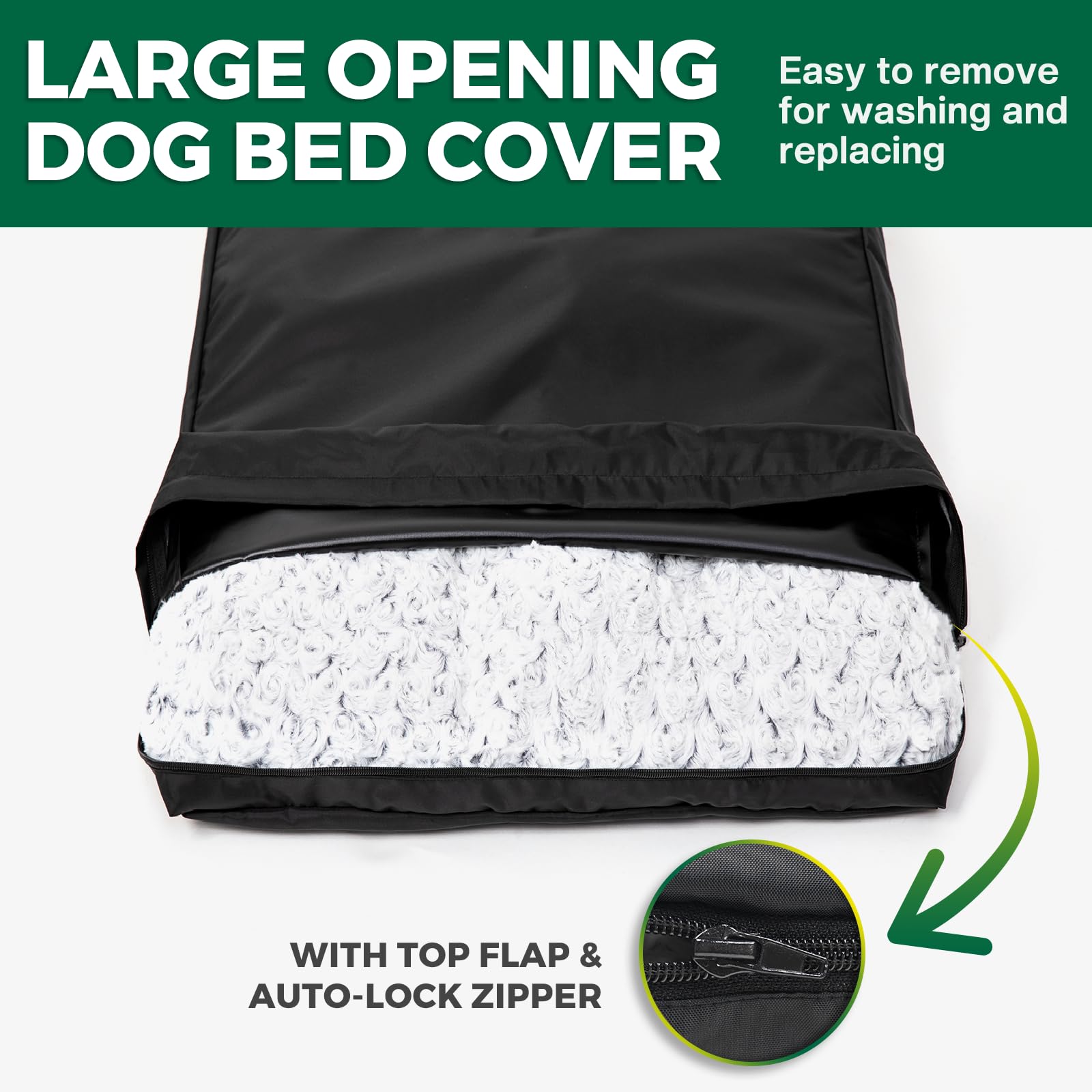 Waterproof Dog Bed Cover Replacement Washable, Easy to Clean, Pet Hair Resistant, Heavy Duty Oxford, Zipper Closure, Indoor/Outdoor Use, Fits 36 Inch Dog Crate - Large, 35"x 22"x 3.5", Black - image 5