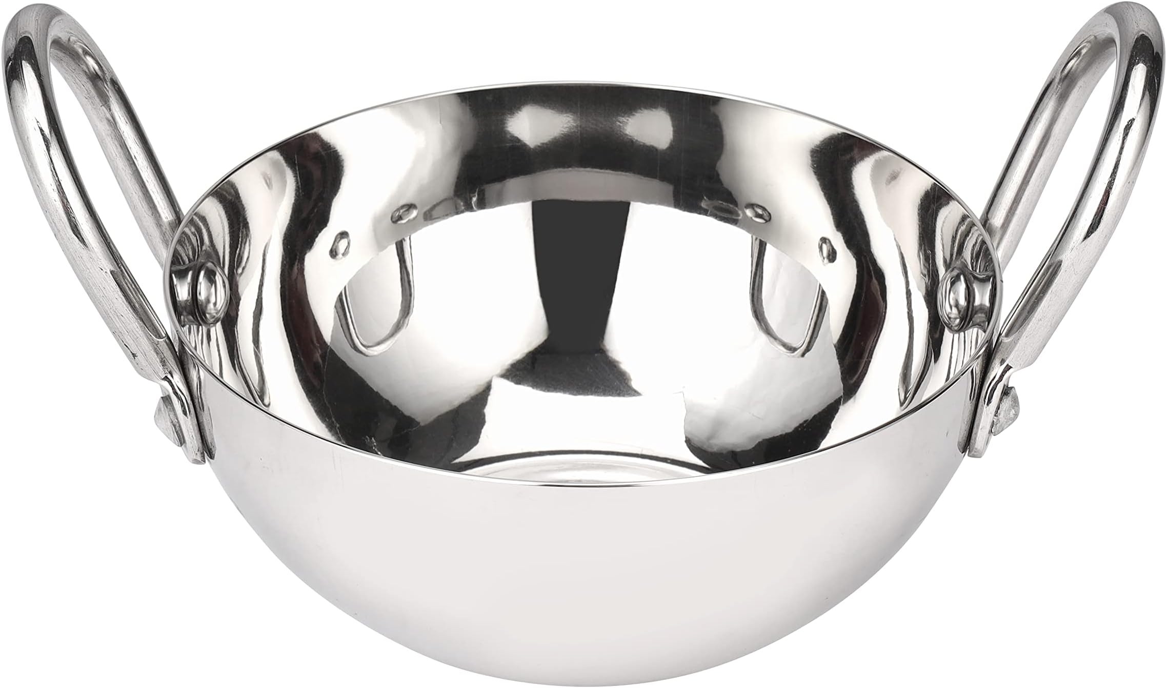 Royalford 18cm Baby Kadai- RF11630 Perfect for Sauting, Frying, Stir Frying, Equipped with Strong and Sturdy Riveted Handles, Silver