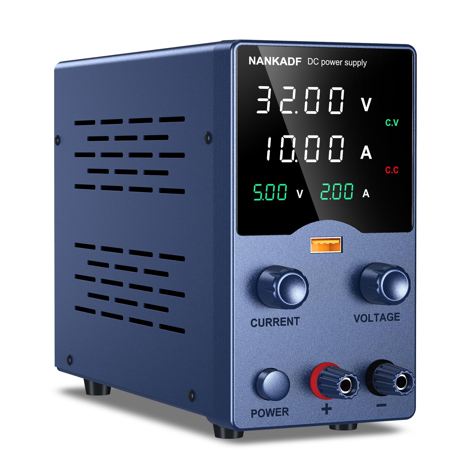 NANKADF Labornetzteil 0-30V 0-5A - Präzises DC Netzgerät mit 4-stelliger LED-Anzeige und USB-Schnelllade-Schnittstelle, ideal für Elektronikprojekte und Laboranwendungen