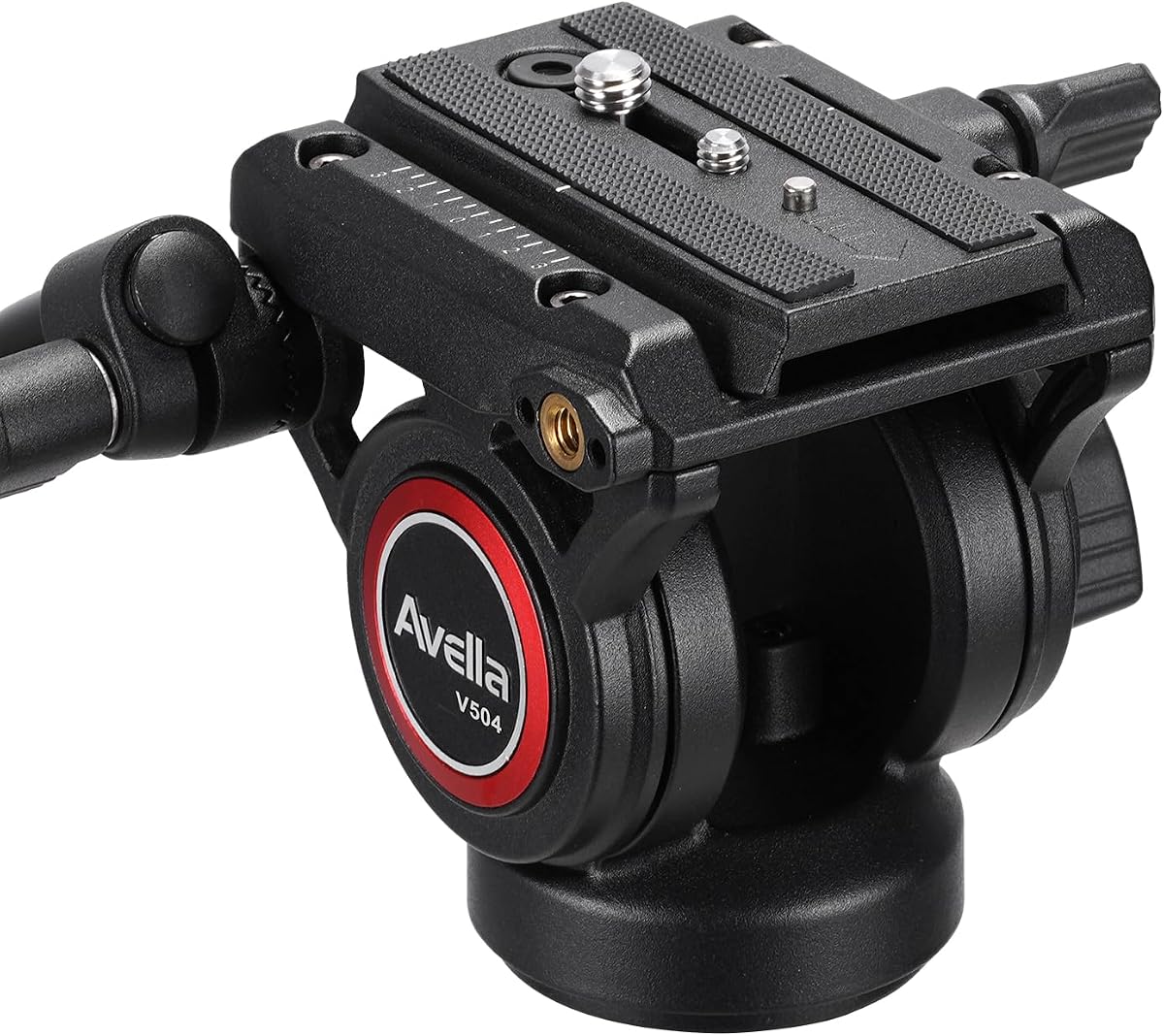 Avella V504 Video Tripod Fluid Head with Quick Release Plate | Lightweight Heavy Duty, Compatible with Manfrotto, Max Load 13.2lb/6kg, For Canon Nikon Sony Olympus Panasonic DSLR Camera