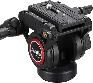 Avella Video Tripod Fluid Head with Quick Release Plate, Lightweight Heavy Duty Compatible with Manfrotto,Max Load 13.2lb/6kg for Video Canon Nikon Sony Olympus Panasonic DSLR Camera, V504