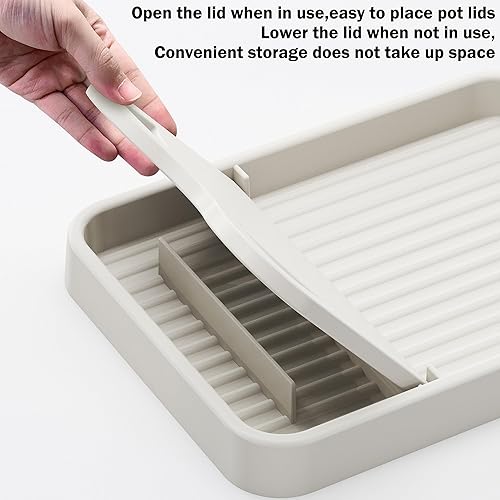 Miniatura 7 de H&W 2 cucharas con soporte para tapa, soporte plegable para cuchara para encimera de cocina, soporte para tapa de olla de gato para cucharas, tapas