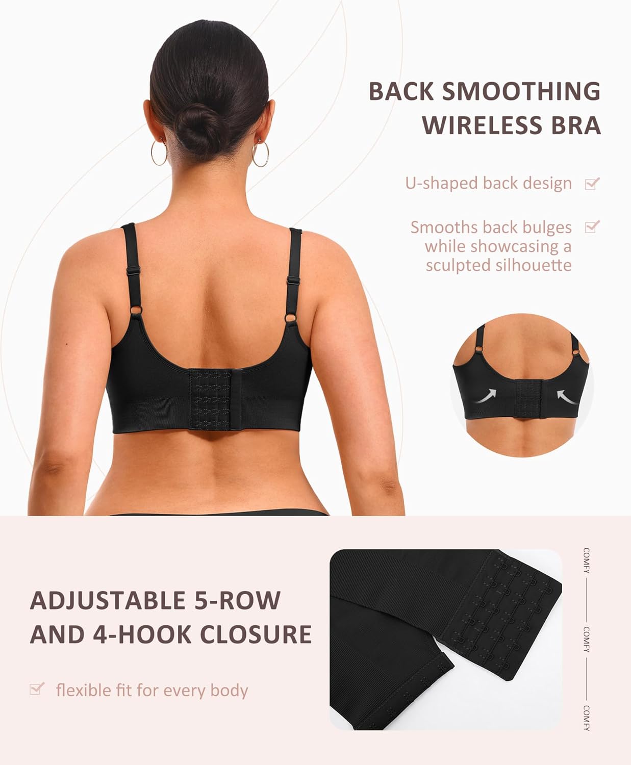 FeelinGirl Bralettes for Women No Underwire Comfortable Everyday Bras Deep V Seamless Full Coverage Wireless Bras - Image 3