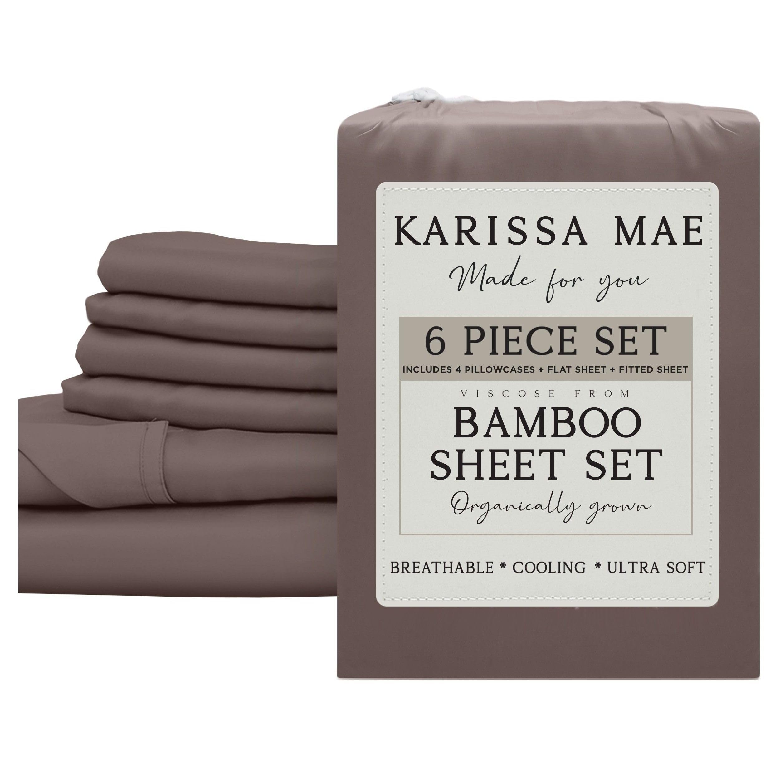 KARISSA MAE 6 Piece Luxury Bamboo Viscose California King Size Sheet Set