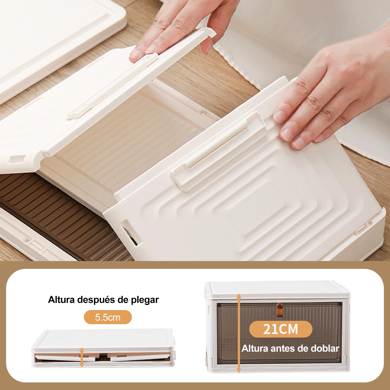 Ergocar Caja de Almacenamiento de Plástico Plegable, Grueso y Duradero, Transparente Cajas de Almacenamiento Apilables con Tapas y Ruedas, para Dormitorios, Salas de Estar, Coche