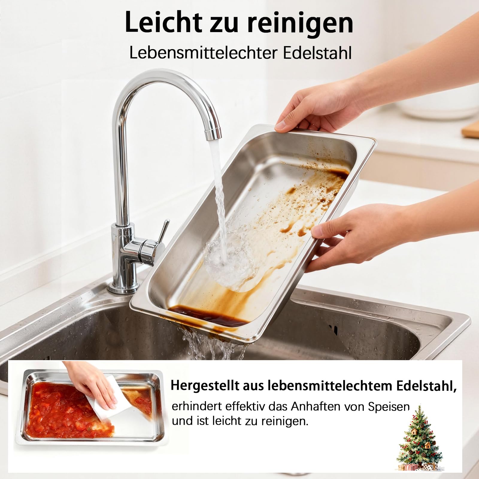 Warmhaltebehälter für Buffets, 4er-Set, 9L Fassungsvermögen, Edelstahl-Buffet-Set mit 1/3-Größen-Einsatz, Warmhalteplatten mit gerolltem Rand für Partys, Hochzeiten, Geburtstage (4 Pack)