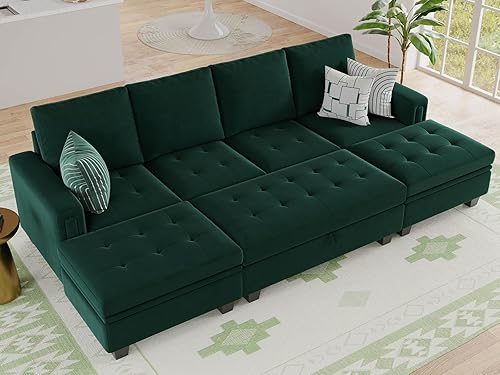 Miniatura 7 de Belffin Banco otomano de almacenamiento rectangular de gran tamaño con almacenamiento tapizado de terciopelo capitoné, banco otomano para sala de