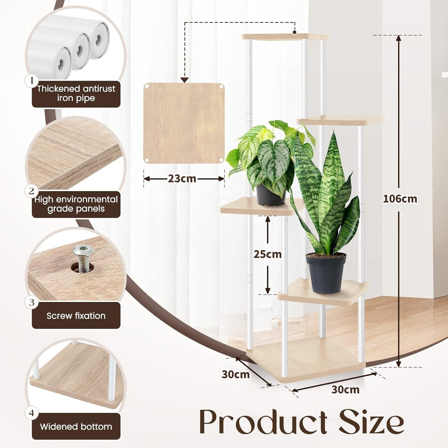 Hixa Plantenrek Plantentafeltje Voor Binnen En Buiten 3 Laags Krijtbord Plantentrap 78cm Hout