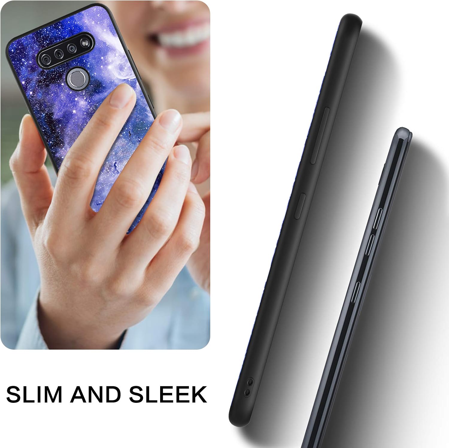 BENTOBEN Compatible with LG K51 Case/LG Reflect Case/LG Q51 Case, Slim Fit Glow in The Dark Shockproof Hybrid Hard PC Soft TPU Bumper Drop Protective Girls Women Men Phone Cover, Blue Galaxy/Space