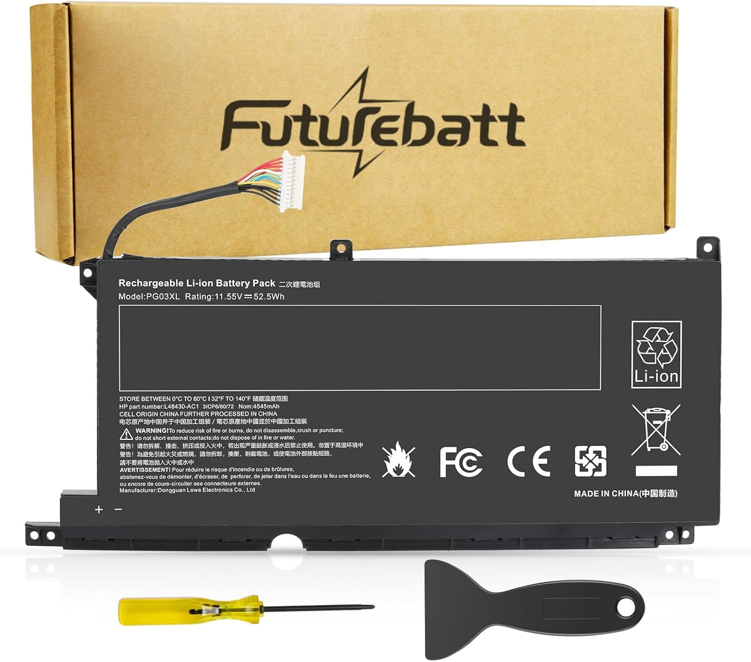 Futurebatt PG03XL Replacement for HP Pavilion Gaming Laptop 15-DK 15-dk0000 15-DK0125TX OMEN 5X FPC52 HSTNN-DB9G HSTNN-OB1I L48430-AC1 L48495-005 L48430-2C1 Notebook Batteries.